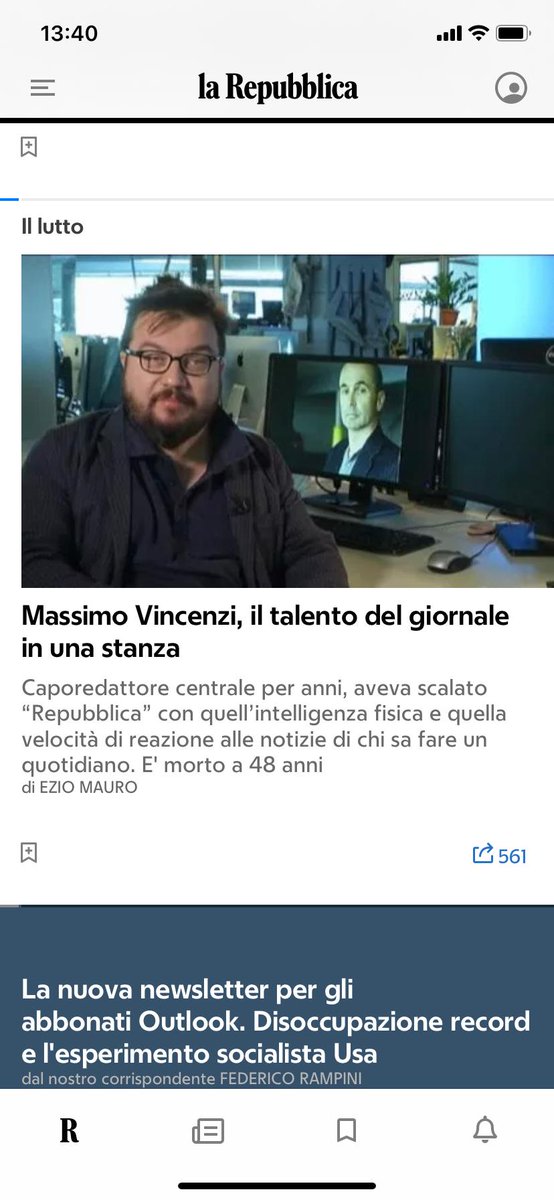 donwinslow's tweet photo. I've just learned that Massimo Vincenzi has died at 48 years old from #CoronaVirus. Massimo was a wonderful journalist for @repubblica in Italy. 

He loved books &amp; was a passionate supporter of writers, including me. 

I always looked forward to our interviews. 

I will miss him. https://t.co/iPHoVuqhZF