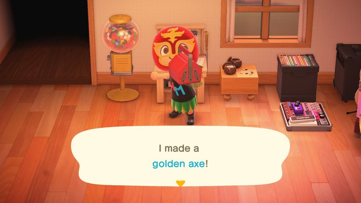 ElHolyMoli's tweet photo. Got me golden axe!!! It's shiny! #goldentools #goldenaxe #AnimalCrossing #ACNH #NintendoSwitch https://t.co/4NkGRUUeXH