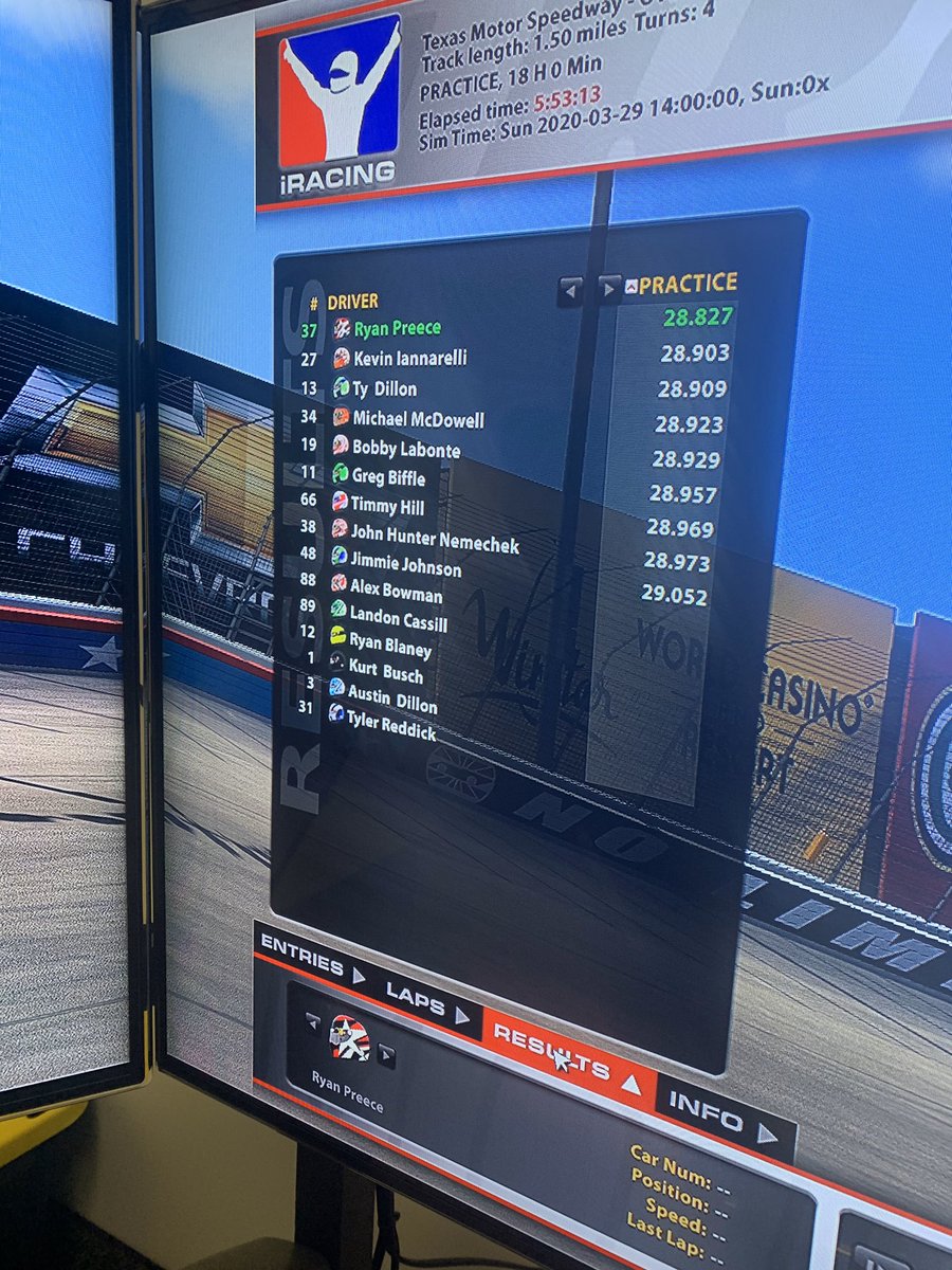 gbiffle's tweet photo. 2 hours of practice and Iβm faster than @JimmieJohnson @iRacing π #imback https://t.co/ebcvNdJExJ