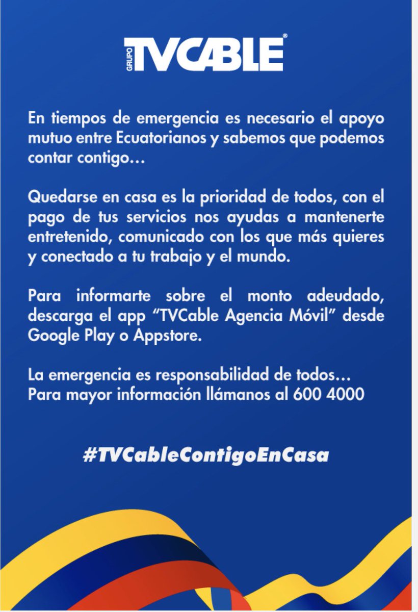 FashionTrendsEC's tweet photo. Y TV cable quiere que paguemos los servicios! Que pasó con las ordenes de cesar cobros en esta emergencia en predispocisión del videpresidente! @ottosonnenh @Lenin  #grupotvcable #tvcable #CODVID19 #estadodeemergencia #EcuadorEnCrisis @ecuavisa @tctelevision @eluniversocom https://t.co/TLu6ePXhfE