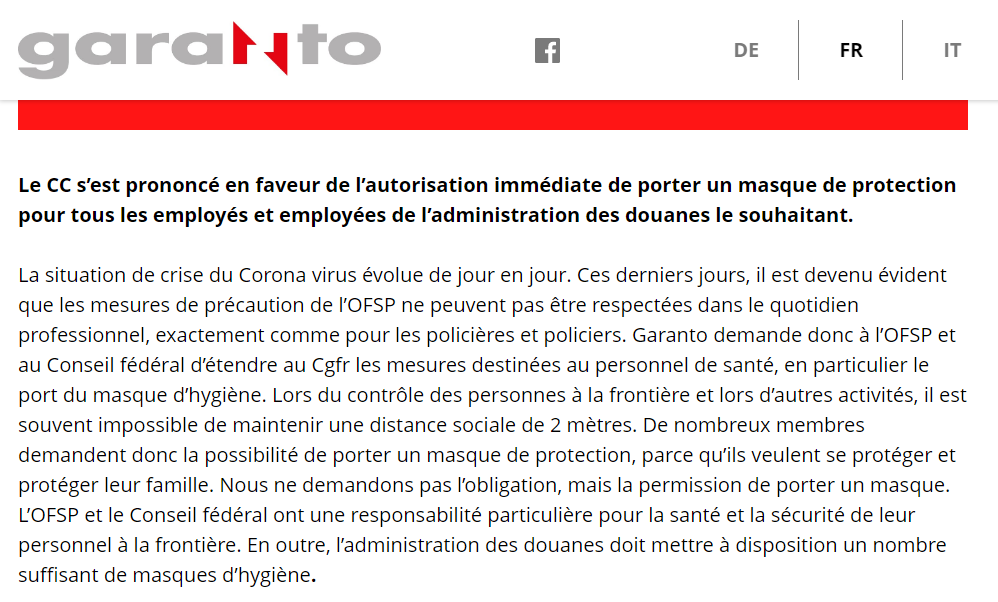 LiberalArmsCH's tweet photo. Berne doit ENFIN réaliser les dangers que courent les gardes-frontières lors des contrôles et leur permettre de porter des masques.
Le syndicat #GARANTO se mobilise
https://t.co/BPh3rE1mQ9?
@ChrBock
@uelimaurer
@efd_dff
@BR_Sprecher
@lemanbleu
@RTSinfrarouge
@BAG_OFSP_UFSP https://t.co/R7l731vKun