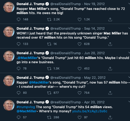 rodger's tweet photo. i think a lot about how the guy who’s president now used to log online roughly once a month to check how many views Mac Miller had on Youtube and get mad about it https://t.co/CnErkNTUYi