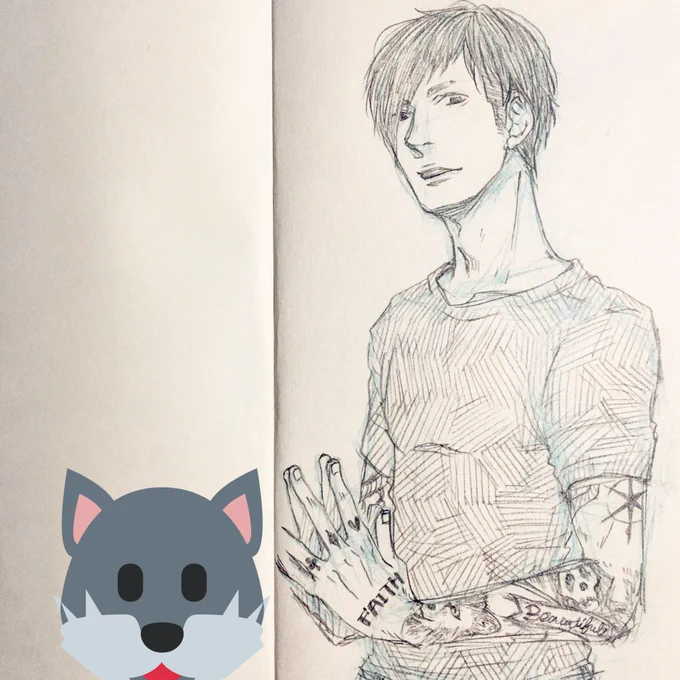 3年前にインスタにあげたやつ。体にお絵かきwされてる男性を描くのは好きだけどデザインはイマイチ?‍♂️ 