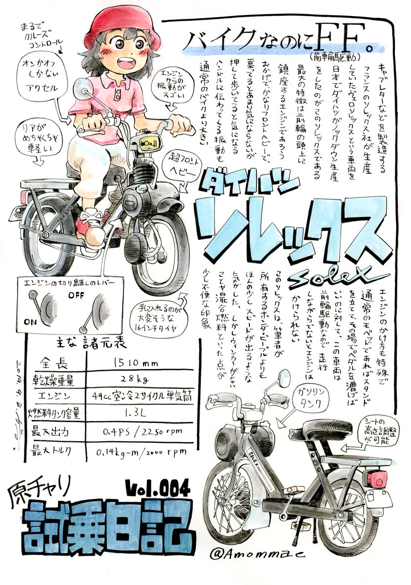 宣伝!!!
4月中頃に同人誌出します

高出力マシンから1馬力以下のペダル付きバイクまで新旧さまざまな原付に乗ってレポート

よろしくお願いします?‍♂️?‍♂️?‍♂️ 