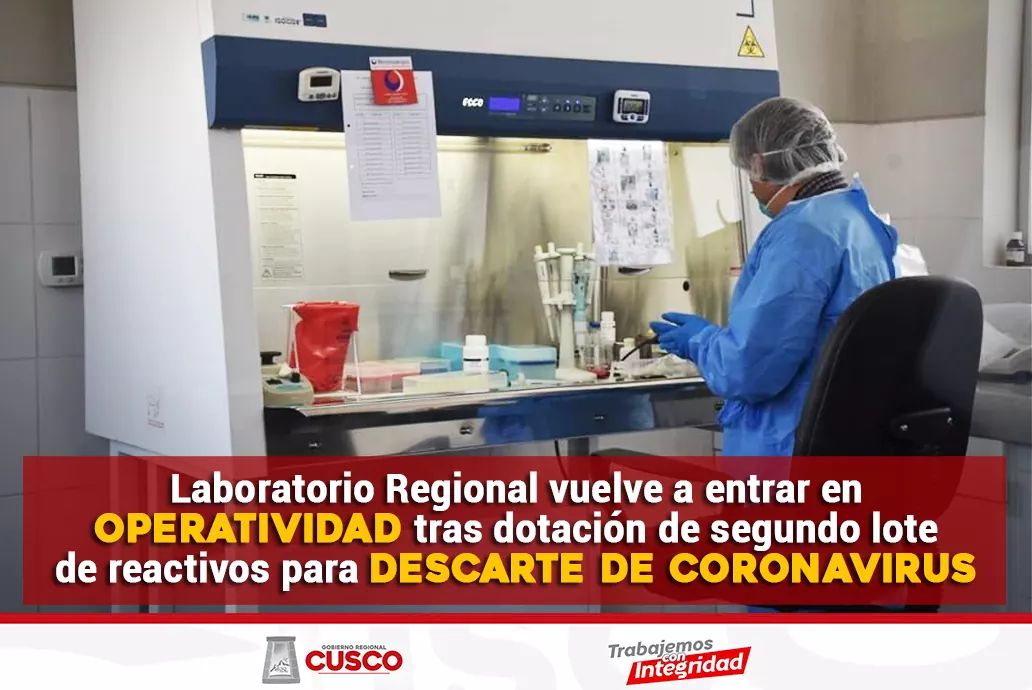 gore_cusco's tweet photo. 🔊║ Por gestión del Gobierno Regional del Cusco y la Dirección Regional de Salud ante el Gobierno Nacional, Laboratorio Regional para descarte de coronavirus volverá realizar pruebas de COVID-19. 
🗒 Entérate más aquí: https://t.co/gfryTWhx7Z

#CuscoUnidoContraElCoronavirus https://t.co/73uvf1ZE9h