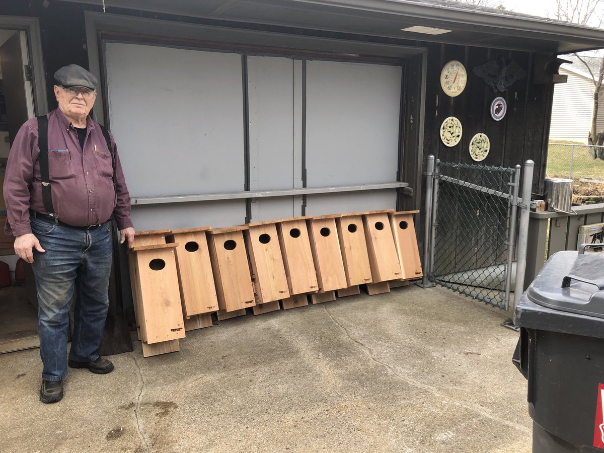 habitatchampion's tweet image. Make my 87-year-old dad Marv Rall a Twitter sensation. He built 10 wood duck boxes, 15 bluebird boxes, and rehabedthe 50-year-old Wood duck box from almost all original materials. The conservation world needs more Marv Rall’s