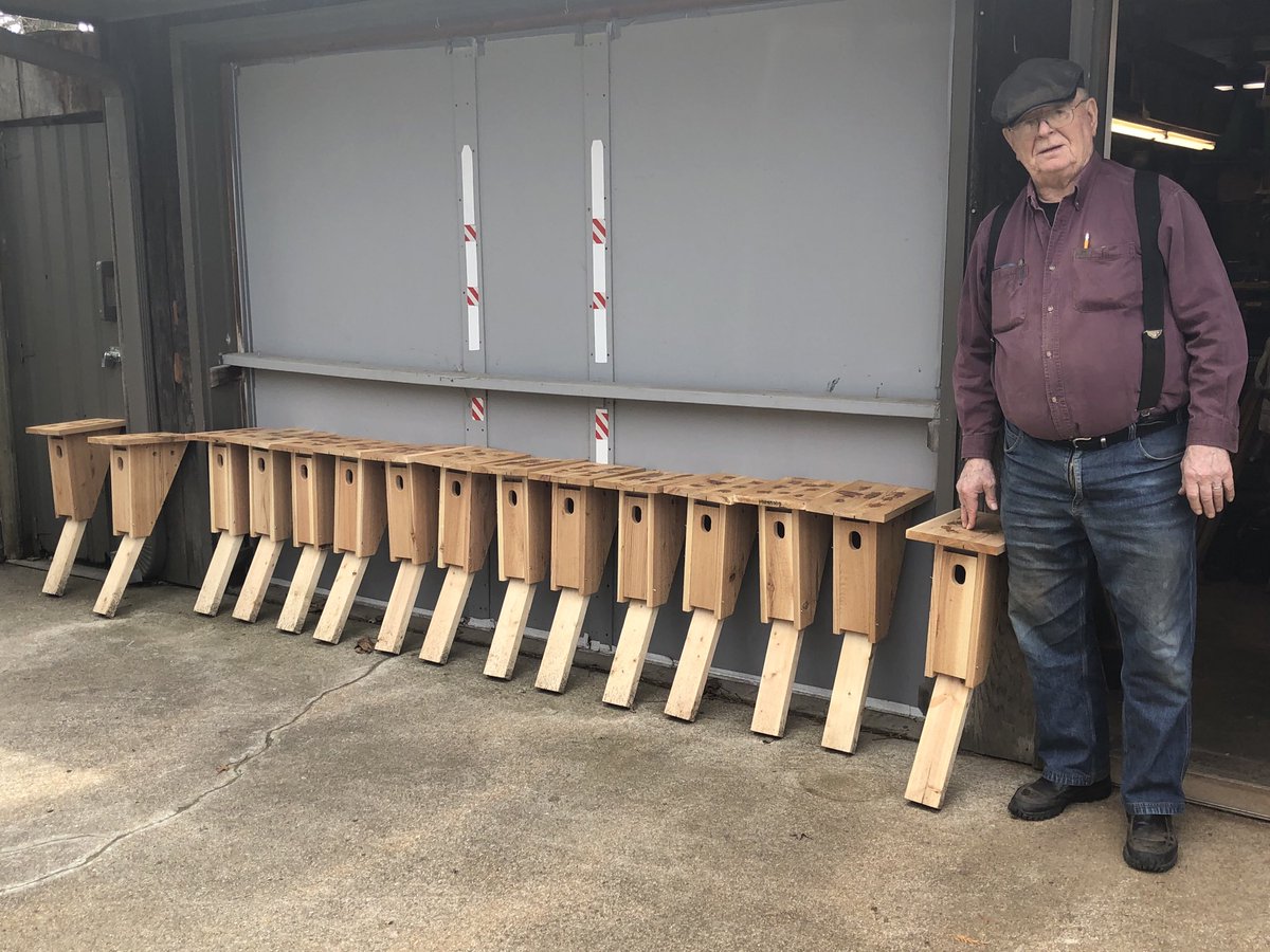 habitatchampion's tweet image. Make my 87-year-old dad Marv Rall a Twitter sensation. He built 10 wood duck boxes, 15 bluebird boxes, and rehabedthe 50-year-old Wood duck box from almost all original materials. The conservation world needs more Marv Rall’s