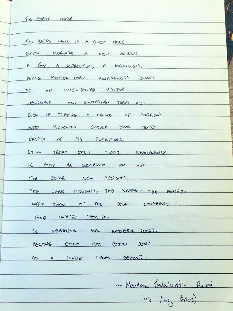  #YourDailyService  #YDSNumber10 for lockdown and beyond... Today’s offering is  #TheGuestHouse by  #Rumi It was brought into my life by my dear pal  @lucyjbriers