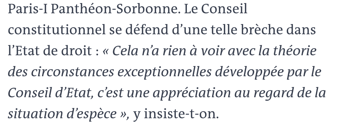 Théorie des circonstances exceptionnelles 2020