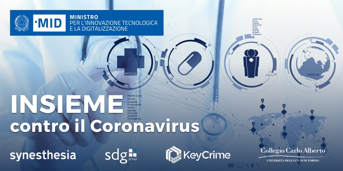 synesthesiait's tweet photo. Abbiamo partecipato con @sdggroup, #KeyCrime e @CollegioCA al bando “Innova per l’Italia” promosso dal Ministero dell'Innovazione e Digitalizzazione.
Insieme (uniti) contro il #coronavirus. 💪🍀🚀
https://t.co/IgOUYRH0ga https://t.co/YxkfUqQ0TA