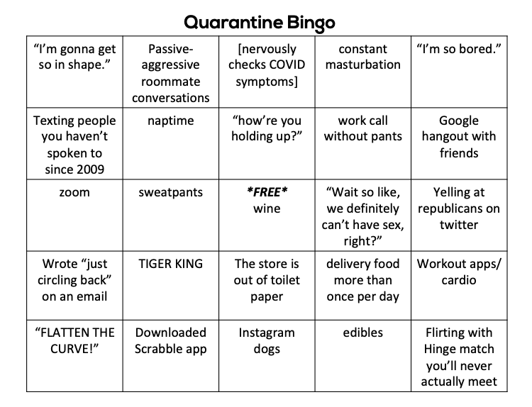 “Quarantine Bingo