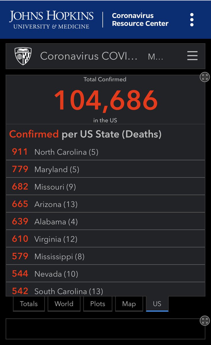 3/27/20 https://coronavirus.jhu.edu/map.html 