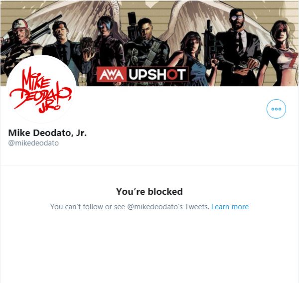 #17 Mike Deodato, Jr  @mikedeodatoJust after I got finished promoting The Resistance and  @AWA_Studios  @Upshot_Studios on my channel, I come to find this.  @axelalonsomarv are you really trying to launch a new comic line with contempt right from the get-go?Time to cancel my sub.