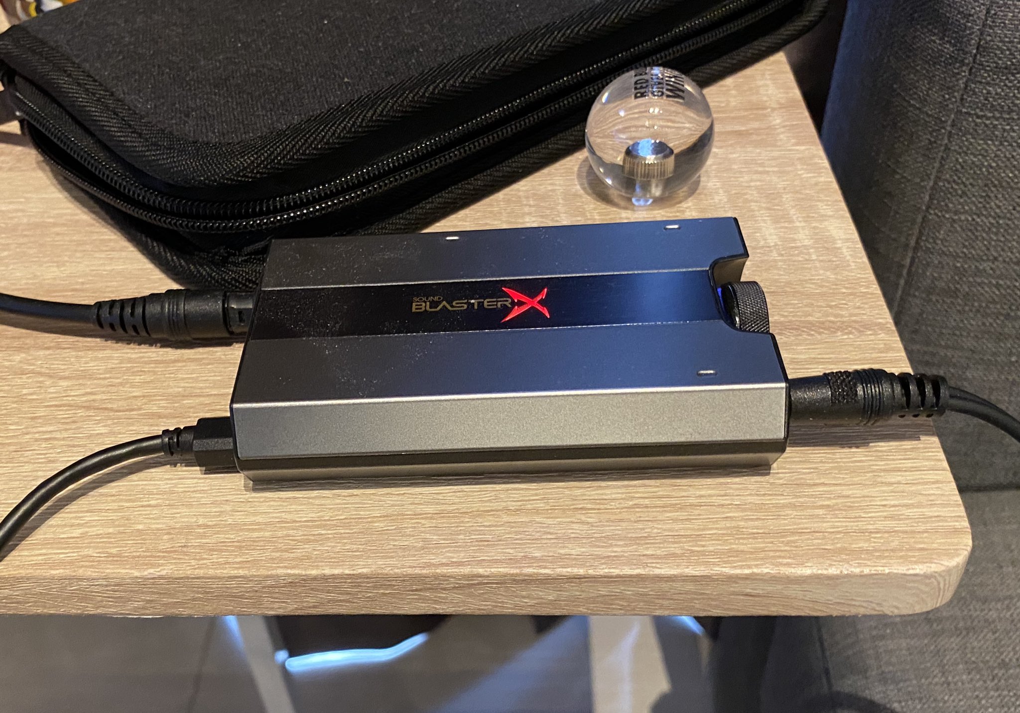 Ryan Harvey Bizarro Mike This Is The Sound Blaster Aka Mixer The Micro Usb Cable Bottom Left Connects To The Stream Pc While The Optical Cable Top Left Comes From My