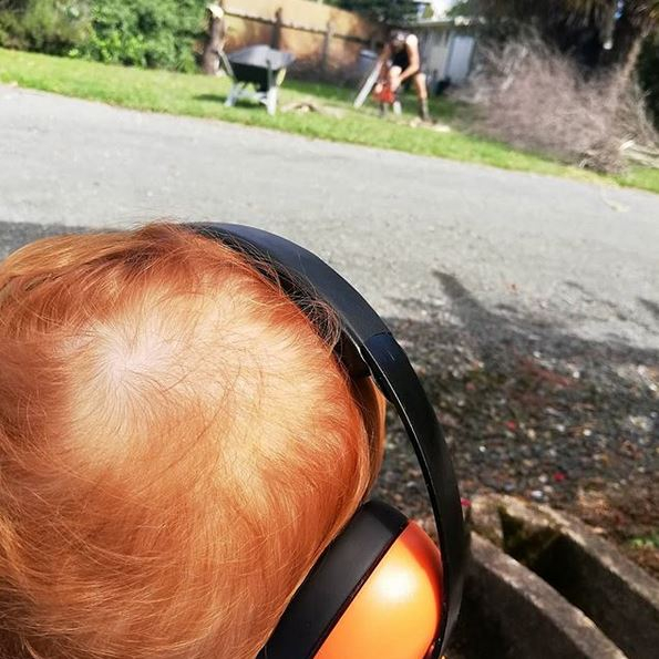 New Zealand mumimwithbaby says: "Baby loved watching Dad with the chainsaw. It was a great chance to use his earmuffs from banz_carewear_nz I am a stickler for ear protection. I can see the effects of not wearing proper ear protection in my husband."