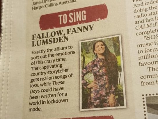 Fannylumsden's tweet photo. Thanks to the @couriermail and @dailytelegraph for including Fallow yesterday! #fallow #tosing https://t.co/Vwrgyepz0I