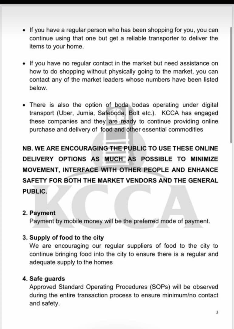 STATEMENT: <a href="/KCCAUG/">Kampala Capital City Authority (KCCA)</a> has put in place a mechanism for delivery  of essential food items in homes.
