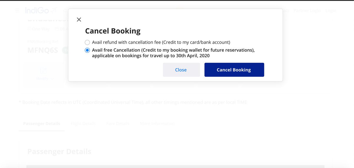 #6ETravelAdvisory
I am trying to cancel my ticket for 1st April. But I see that if i avail free cancellation (credit to booking wallet),
I am only allowed to re-book for travel upto only 30th April instead of 30th September. Could anyone please help with this.