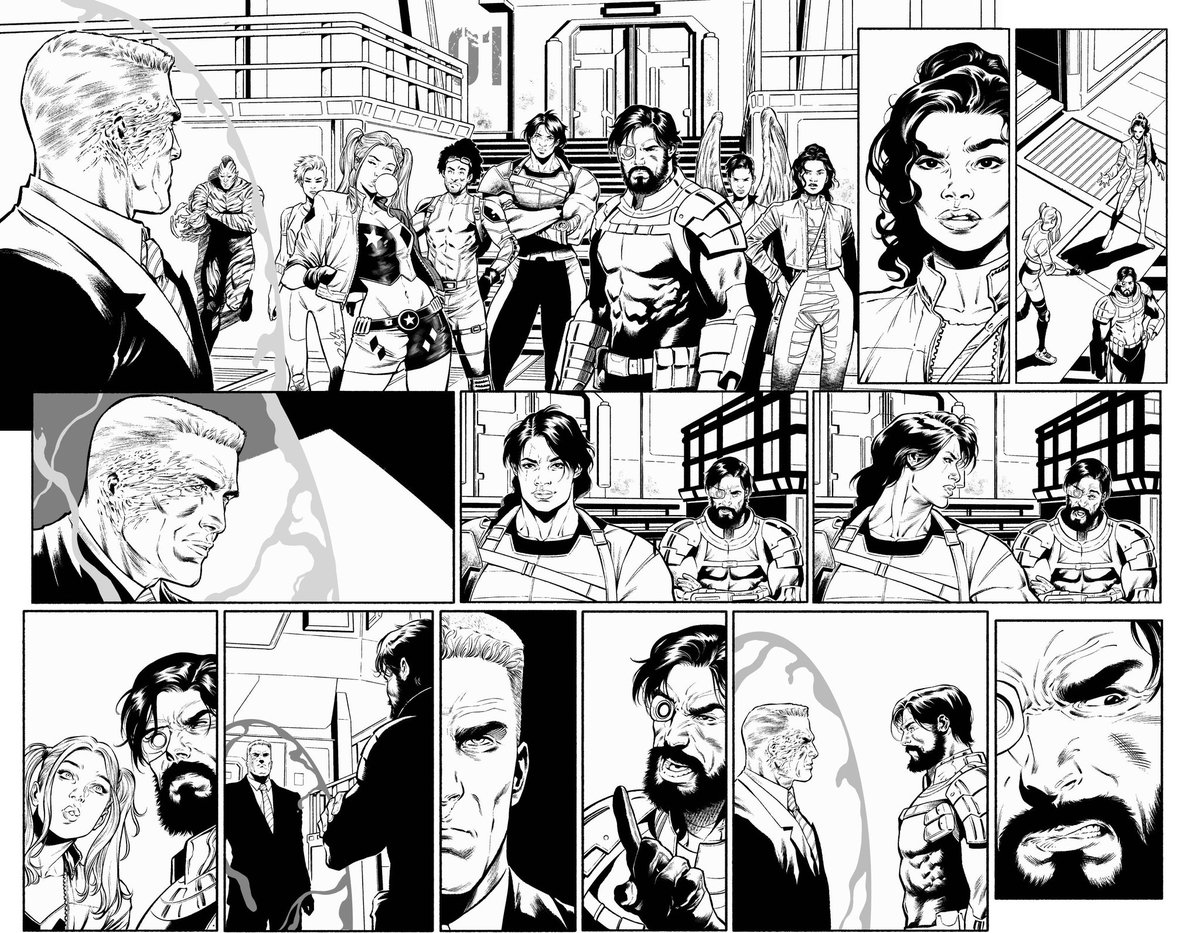 Double spread from Suicide Squad #4 now on sale. My inks over Dani Sampere's pencils. 