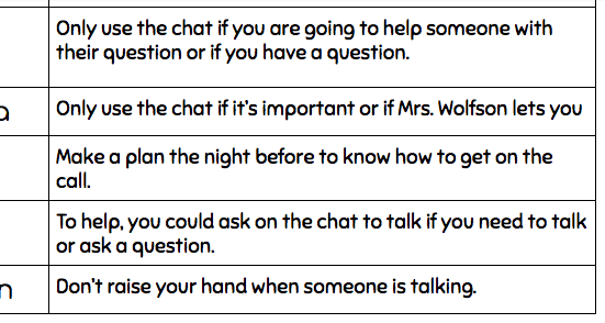 QRSWolfsonClass's tweet photo. We came up with some guidelines for having successful Zoom class meetings.   These are great suggestions! #qrspride https://t.co/N33oC0CY5q