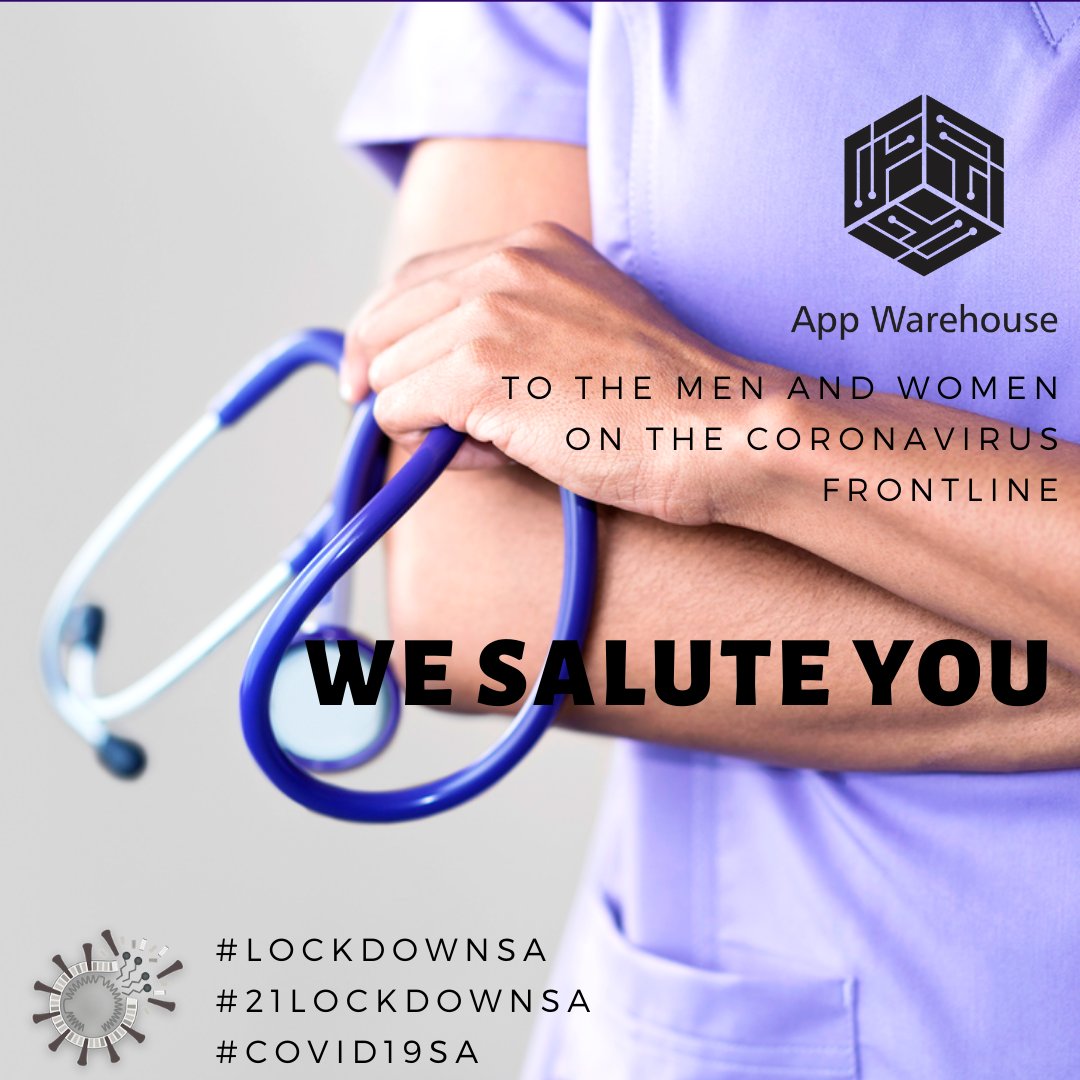 appwarehouse_ZA's tweet photo. To the many men, women, mothers, fathers, sons, daughters, brothers, sisters, uncles and aunts who continue to to work day and night during the lockdown.
We see you!! 

#COVID19
#LOCKDOWNSA
#21LOCKDOWNSA https://t.co/H6oVmo3mHd
