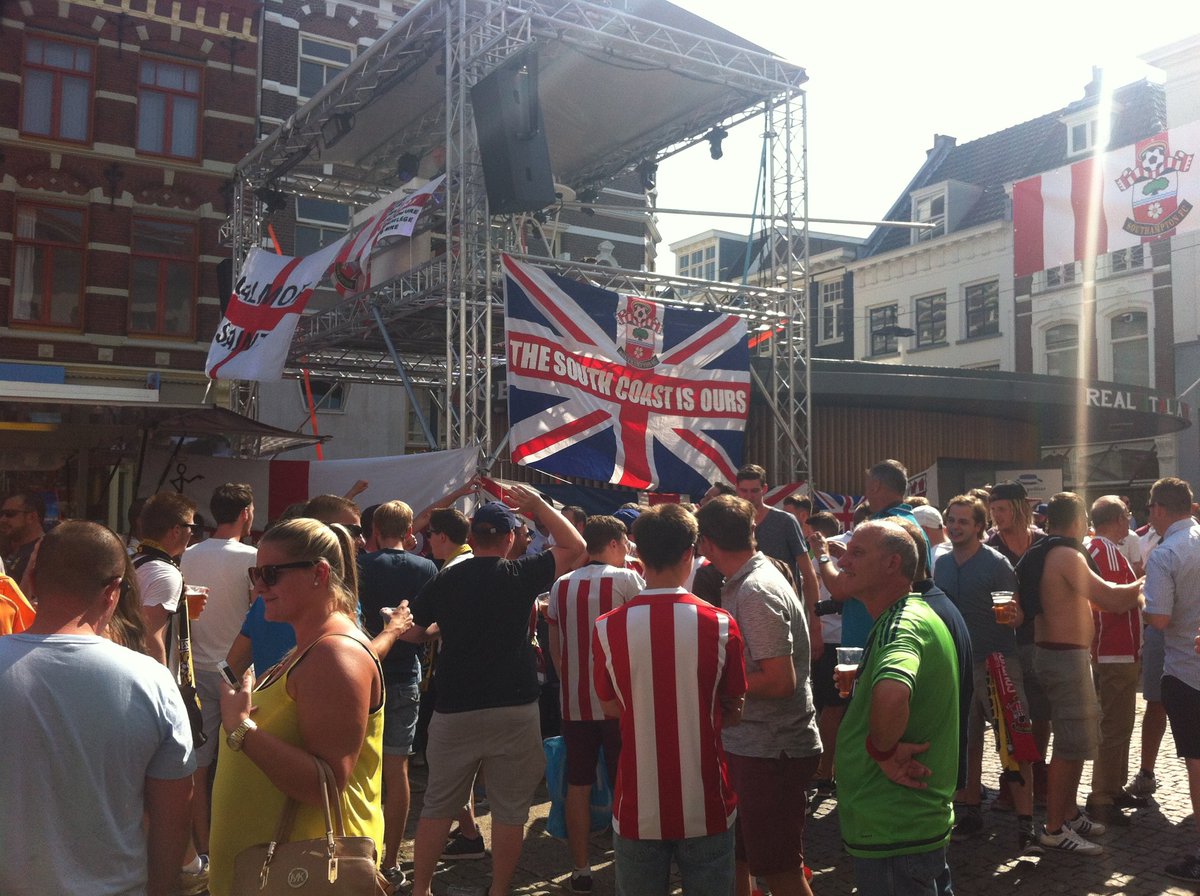 SaintsfcCop's tweet photo. As we aren't having an away day for a while, to remember that away day feeling, for a bit of fun post your favourite away day photo over the years. Here's the fan zone at Arnhem before it got full of #saintsfc fans. Hope you're all safe and well, let's see some great photos https://t.co/6mLmSHRzZa