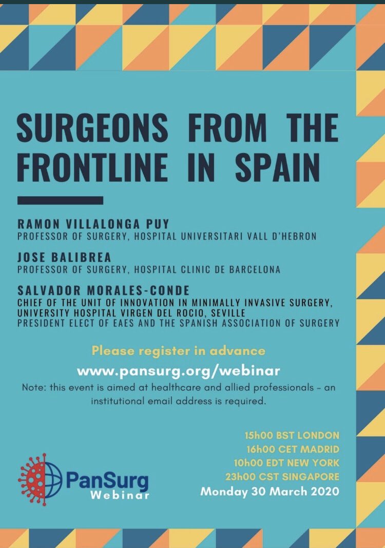 smoralesconde's tweet image. Sharing experience and knowledge we will beat this pandemia #covid19 ...register and join us next Monday @EAES_eu @eurohernias @aecirujanos @virlinb @Sgbotella @BalibreaJose @pan_surg