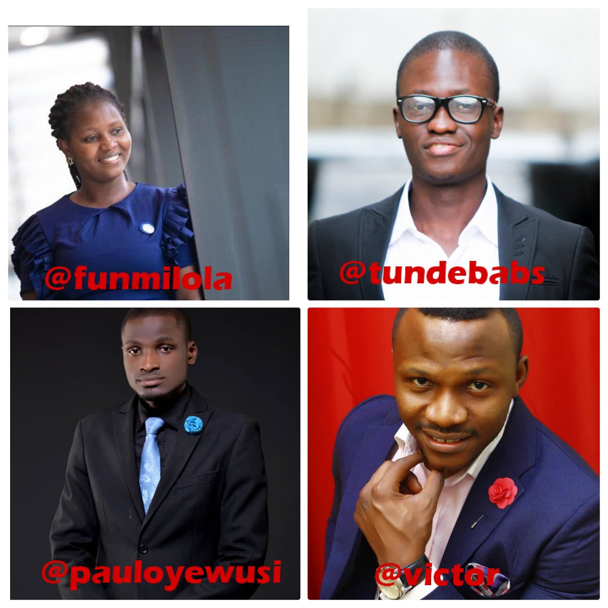 hanty_nuke's tweet photo. African ChangeMakers #MeetMyAlumni of the week. Great Men and Women of great Prowess.
@iampauloyewusi @tundebabs @folafunmioluwa @vitizzle007
@IamTopsie
#staysafe #AfricanChangeMakers #ACFellowship2020 #ACFellows #takeresponsibility #SaturdayThoughts #StaySafeNigeria https://t.co/CrBeEYeFQg