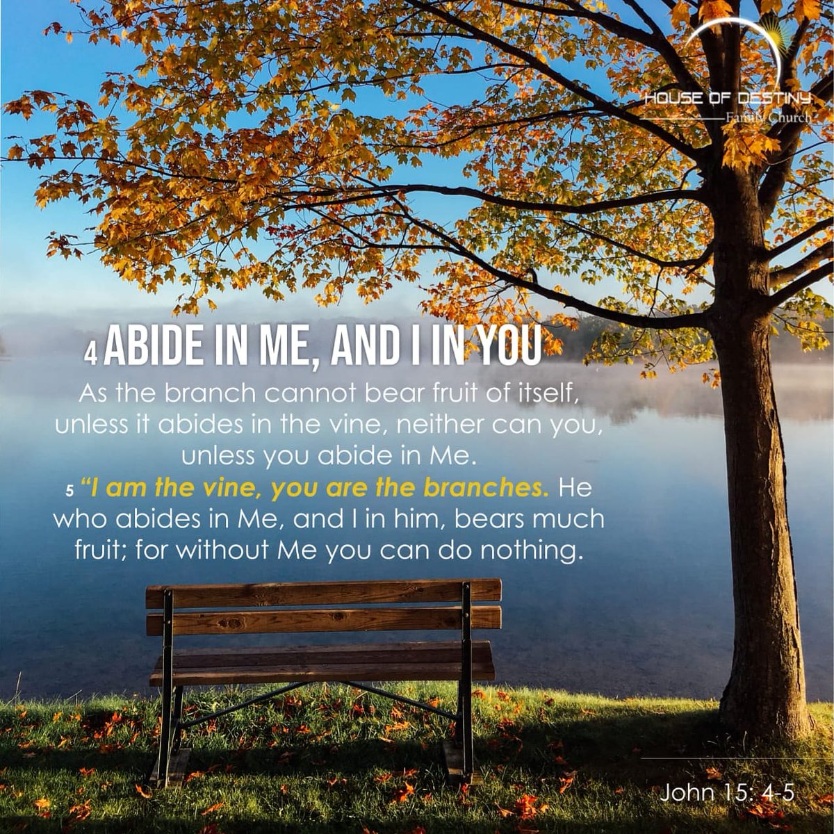 HouseofDestinyC's tweet photo. Let us abide in Him🙌🏽

Please don't forget to tune in tomorrow at 9am for our live broadcast on Facebook and Youtube - @House of Destiny Family Church

#churchwithoutwalls #JesusisLord #Godisstillonthethrone #forceoffaith #perfection #COVID19SouthAfrica #CoronaLockdown https://t.co/zbx0WeRiKD