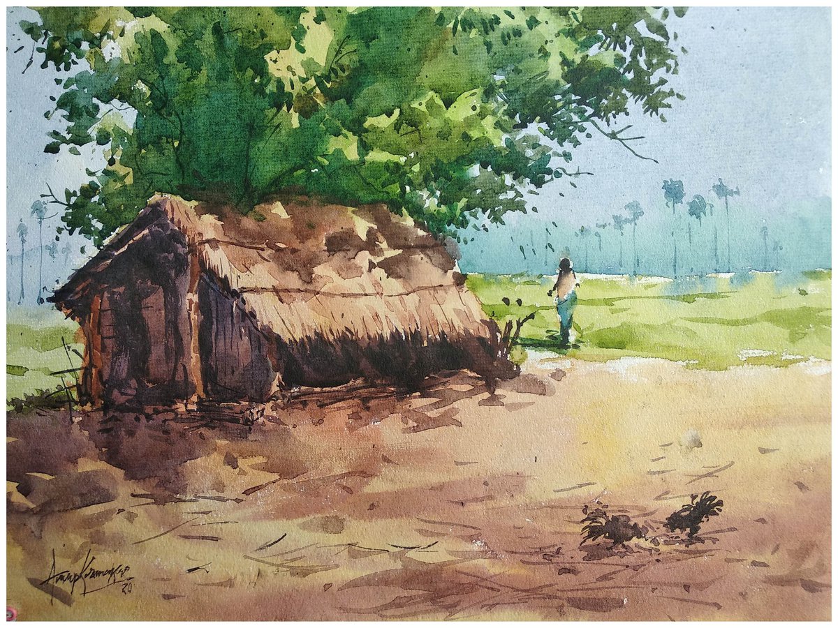Landscape Watercolor on paper...😊😊
#watercolor #art #artwork #artists #landscape #ArtistOnTwitter