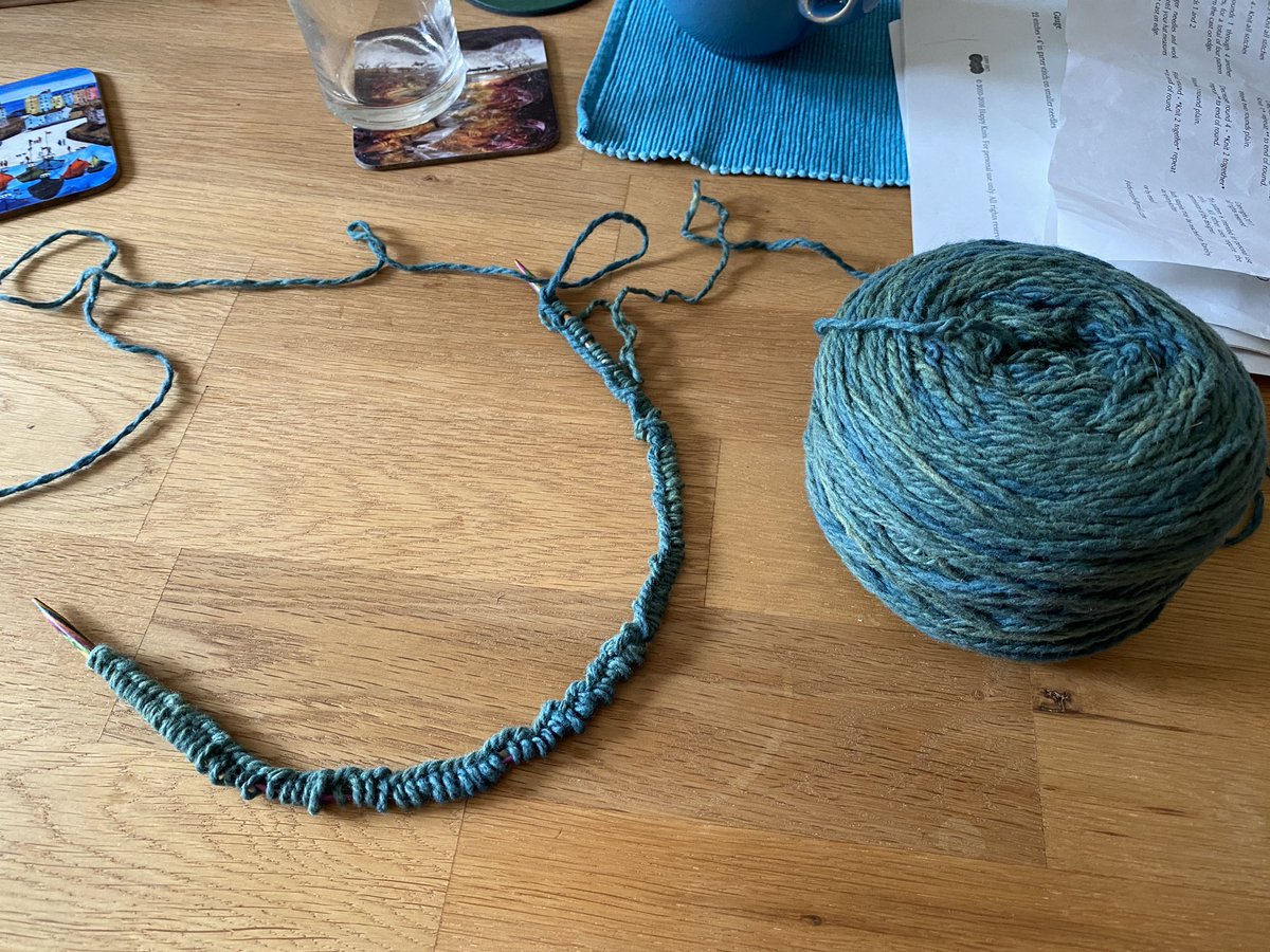emmaclogs's tweet image. Teaching myself long tail cast on and knitting with circular needles. Here’s the start of my hat #StayAtHome