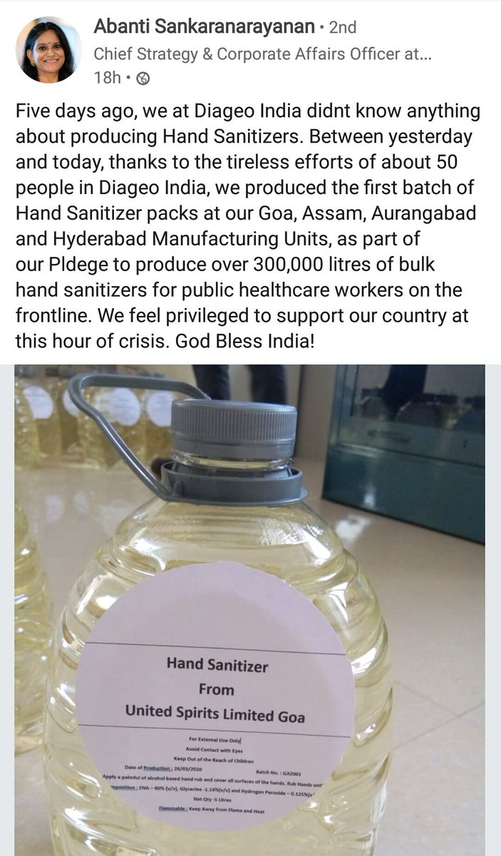 chandrarsrikant's tweet image. Maruti Suzuki is going to make ventilators, Hyundai is importing testing kits and United Spirits has started making hand sanitizers in bulk. Some good news from India Inc amidst the #COVID19 crisis.