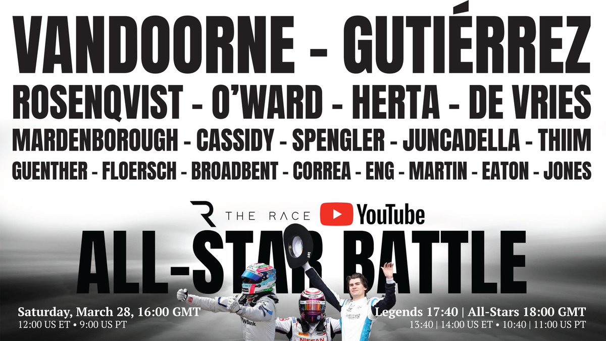 MercedesAMGF1's tweet photo. More Esports action for you today with the Race All-Star Battle 👊

@svandoorne, @EstebanGtz and @nyckdevries all on the grid for this one with @wearetherace 🏁

Tune in on YouTube at 1600 GMT 👀 

📺👉 https://t.co/K97YeiY6Dg https://t.co/mGT4ZmSOQD