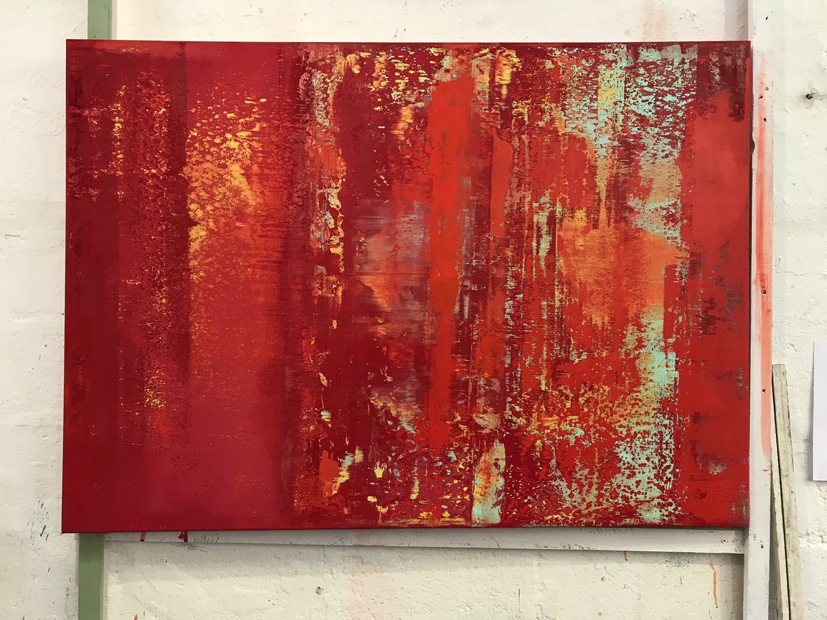 This week has been all about painting. Here is a large piece that’s exciting me #abstract #contemporarypainting #contemporaryart #allaboutcolour #richardheys