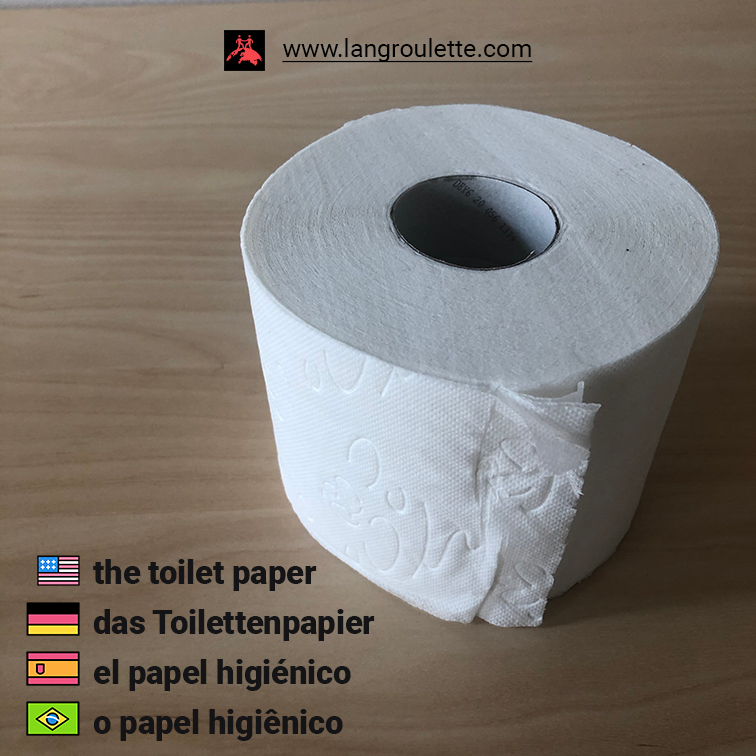 Flashcard [#english] the toilet paper, [#deutsch] das Toilettenpapier, [#español] el papel higiénico, [#português] o papel higiênico.

#StayAtHome #StayAtHomeAndStaySafe :)

#flashcards #german #spanish #portuguese #learnenglish #learnportuguese #aprenderespañol #deautschlernen