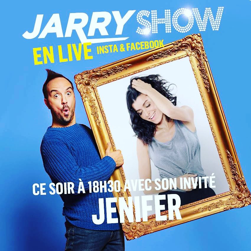 Jarry Show | Il l'a annoncée hier soir dans son « Jarry Show » ! <a href="/JeniferOfficiel/">Jenifer</a> sera ce soir l'invitée de Jarry dès 18h30 sur les comptes Instagram et Facebook de l’humoriste 🥰

Un bon petit moment nous attend, profitons-en !