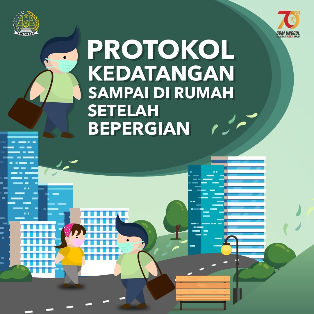 ditjen_imigrasi's tweet photo. Sahabat Mido, pastikan diri kamu bersih dari virus setelah bepergian keluar rumah. Sesampainya di rumah jangan berinteraksi dulu dengan siapapun,  langsung lakukan prosedur protokol kebersihan tersebut. 

Yang paling utama,  sayangi keluarga.  Kalau gak penting banget #DiRumahAja https://t.co/8X1ycWJgqM