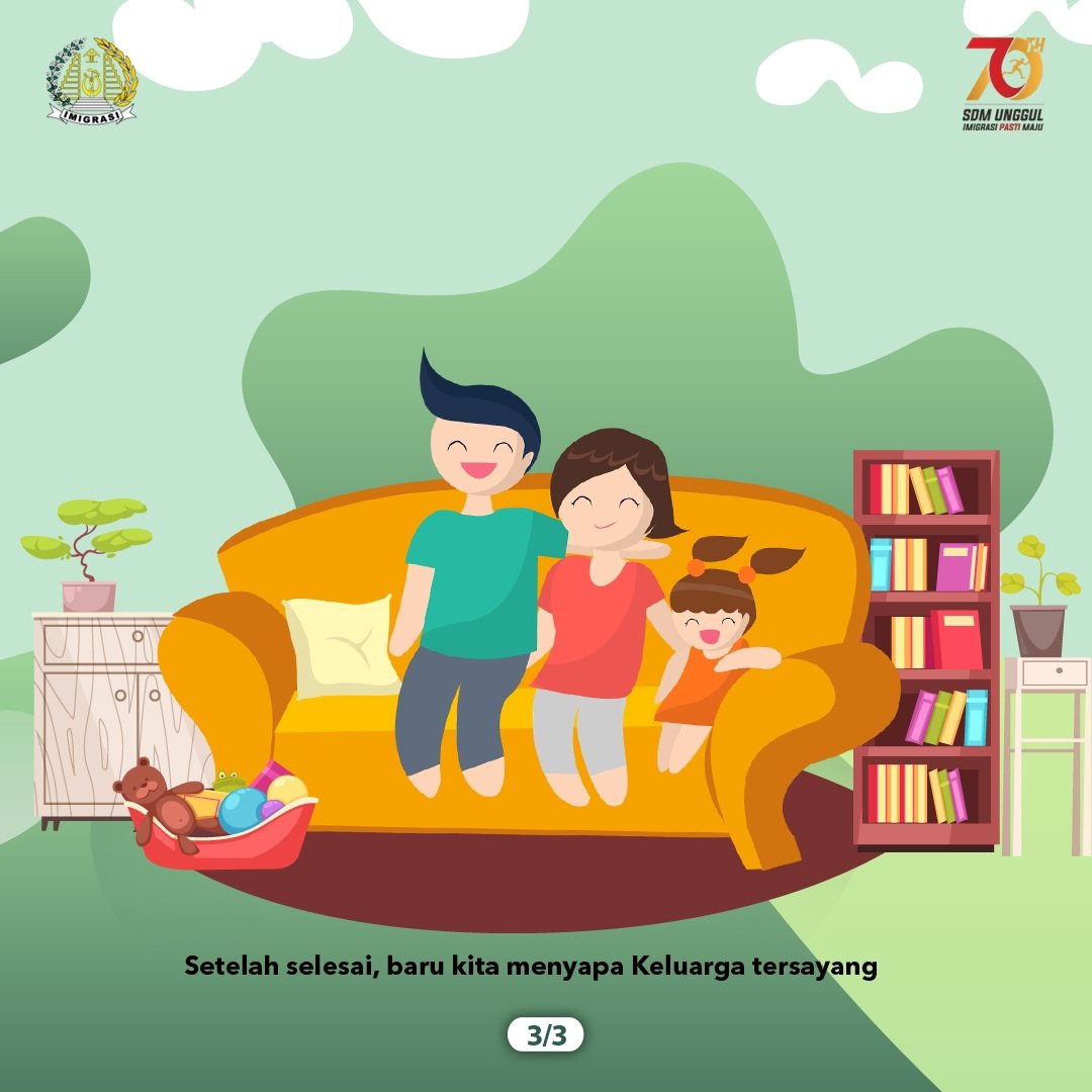 ditjen_imigrasi's tweet photo. Sahabat Mido, pastikan diri kamu bersih dari virus setelah bepergian keluar rumah. Sesampainya di rumah jangan berinteraksi dulu dengan siapapun,  langsung lakukan prosedur protokol kebersihan tersebut. 

Yang paling utama,  sayangi keluarga.  Kalau gak penting banget #DiRumahAja https://t.co/8X1ycWJgqM