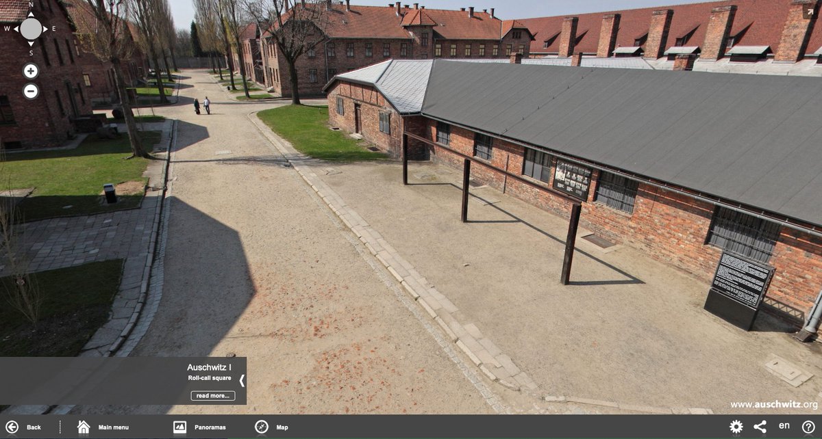Some of important places at the historical site of #Auschwitz I:
- 'Arbeit macht frei' gate
- Execution yard &amp; the Death Wall
- Roll call square with gallows
- the first crematorium &amp; gas chamber
See them in our virtual visit: panorama.auschwitz.org