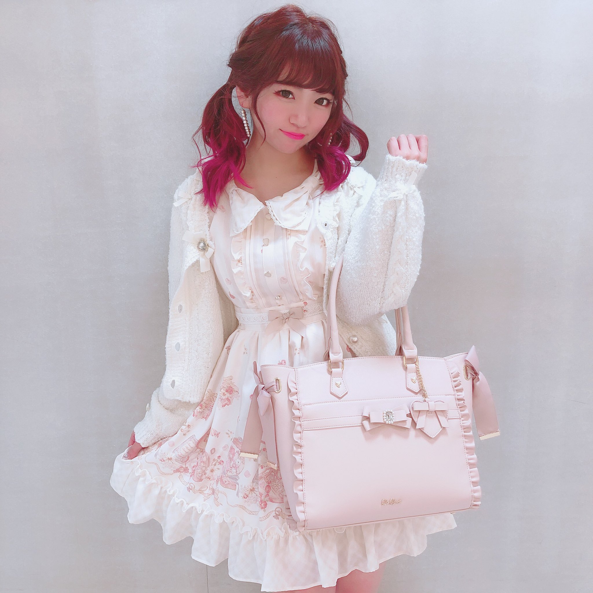 店内全品ﾎﾟｲﾝﾄ2倍!! リズリサリボンビジューハートトートバッグピンク