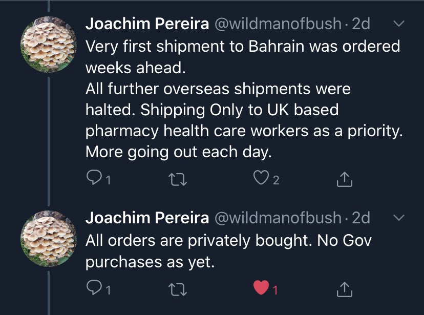 18/3. The CEO of the  #COVID19 testing company featured in the  @Channel4News investigation says that only the first shipment of their rapid  #coronavirus tests was sent to Bahrain & now there is no shipping outside the UK.He also says there have been “no govt purchases yet.”