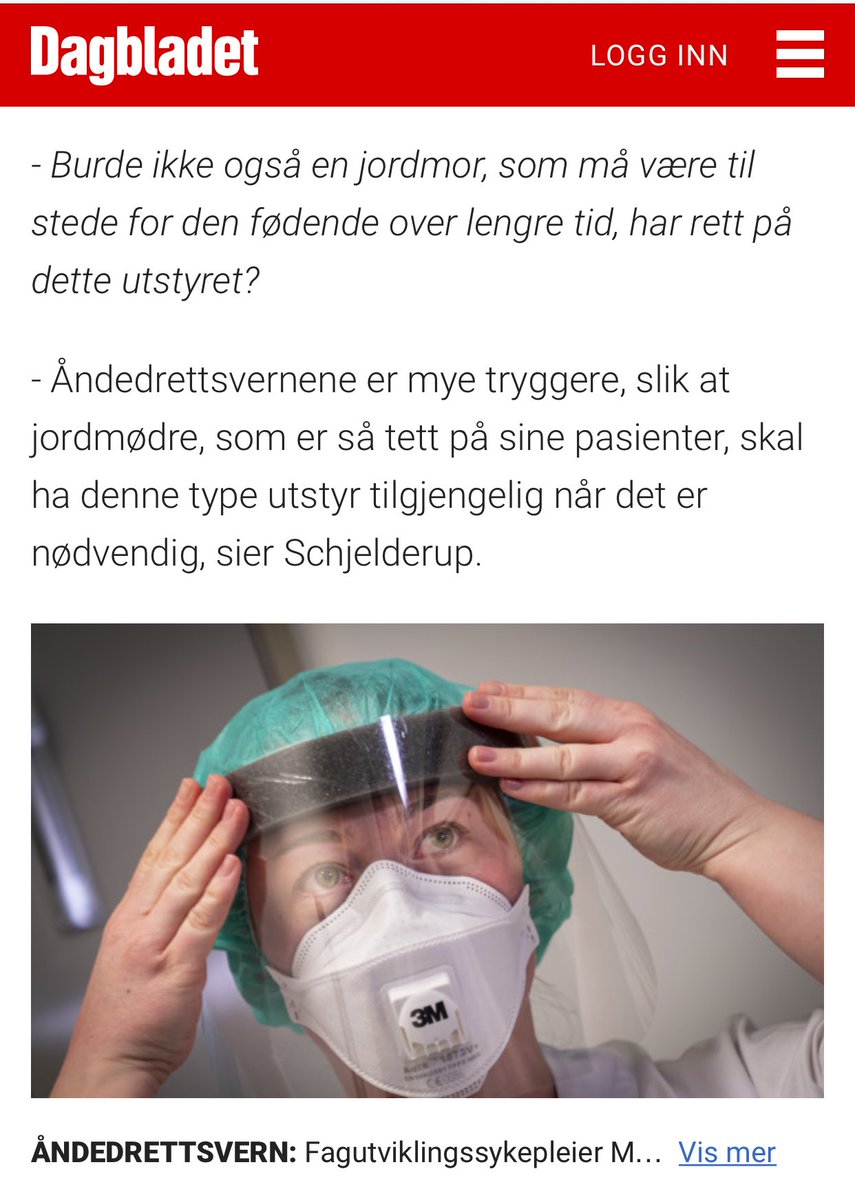 Sp.mål om åndedrettsvern i fødselshjelpen stilt ⁦⁦⁦<a href="/Folkehelseinst/">Folkehelseinstituttet</a>⁩, vurdering gjort på bakgrunn av kjent kunnskap og mtp ansattes trygghet. Hva bygger du din påstand på ⁦<a href="/NSFJordmor/">Jordmorforbundet NSF</a>⁩ ⁦⁦<a href="/JordmorHanne/">Hanne C. Schjelderup</a>⁩ ? Skaper usikkerhet og frykt