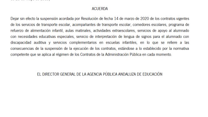 joseigs_'s tweet image. Ya EN TEORÍA no había explicación para ERTEs ni despidos. Parecía que las trabajadoras habían ganado la batalla. Se mantendrían contratos y se evitarían miles de despidos....

La Agencia Andaluza de Educación deroga su resolución anterior y lo publica en su web.