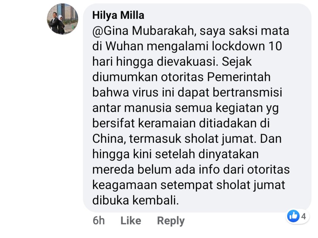 Ini contoh diskusi di Facebook. Gimana orang kena hoaks soal masjid di Wuhan dan merasa sdh aman karena sebelum Jumatan dicek suhu tubuhnya. Padahal mengecek corona gak segampang itu, bros n sis. Kita perlu terus mengedukasi khalayak tanpa lelah demi menyelamatkan nyawa manusia