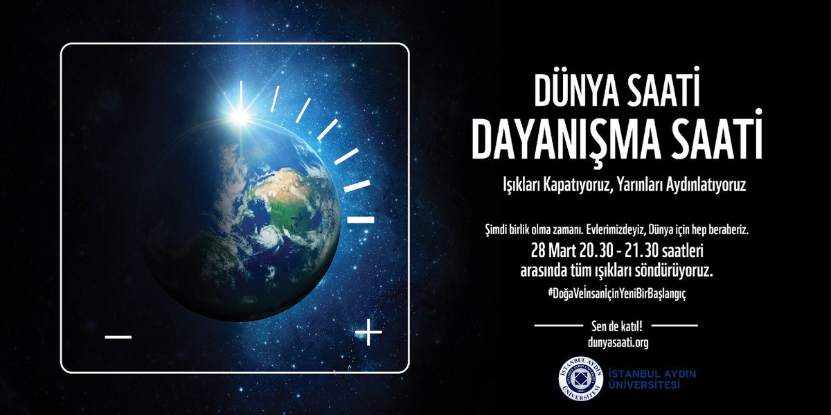 Işıkları kapatıyoruz, yarınları AYDINlatıyoruz! Siz de sürdürülebilir yaşam ve doğa için 20.30 – 21.30 saatleri arasında tüm ışıkları kapatarak 
<a href="/WWF_TURKIYE/">WWF_TURKIYE</a> 
’nin #DünyaSaati’ne destek olabilirsiniz.
<a href="/WWF/">WWF</a>