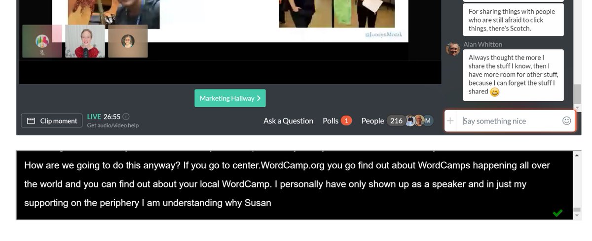 NewYorkerLaura's tweet image. Those captions you see are via @whitecoatcapxg real humans remoting captioning typing in real time and getting tech jargon dead on perfect. It&apos;s not AI creating those words, it&apos;s highly skilled humans! #WordPress #WordCamp  #WCSATX