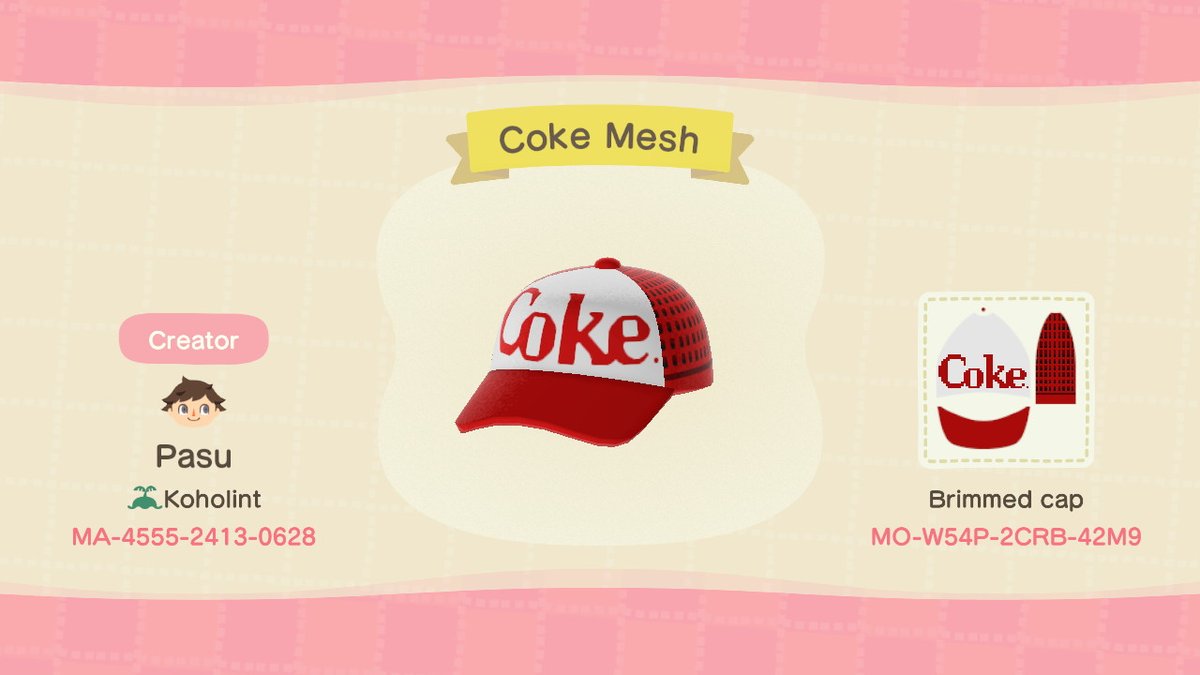 12. Recreated my irl  @CocaCola mesh cap :)  #ACNHDesign  #acnhpatterns  #ACNH    #Animalcrossing  