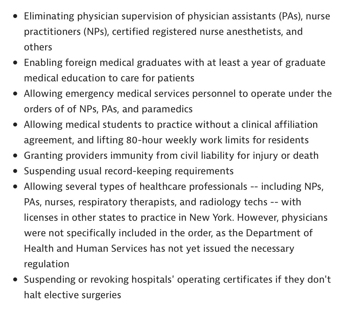 medicalaxioms's tweet photo. “Granting providers immunity from civil liability for injury or death.” #covid4MDs 

New York Loosens Reins on Medical Practice as COVID-19 Crisis Looms https://t.co/ExfXTwtSCX https://t.co/Qt61EtHjj1