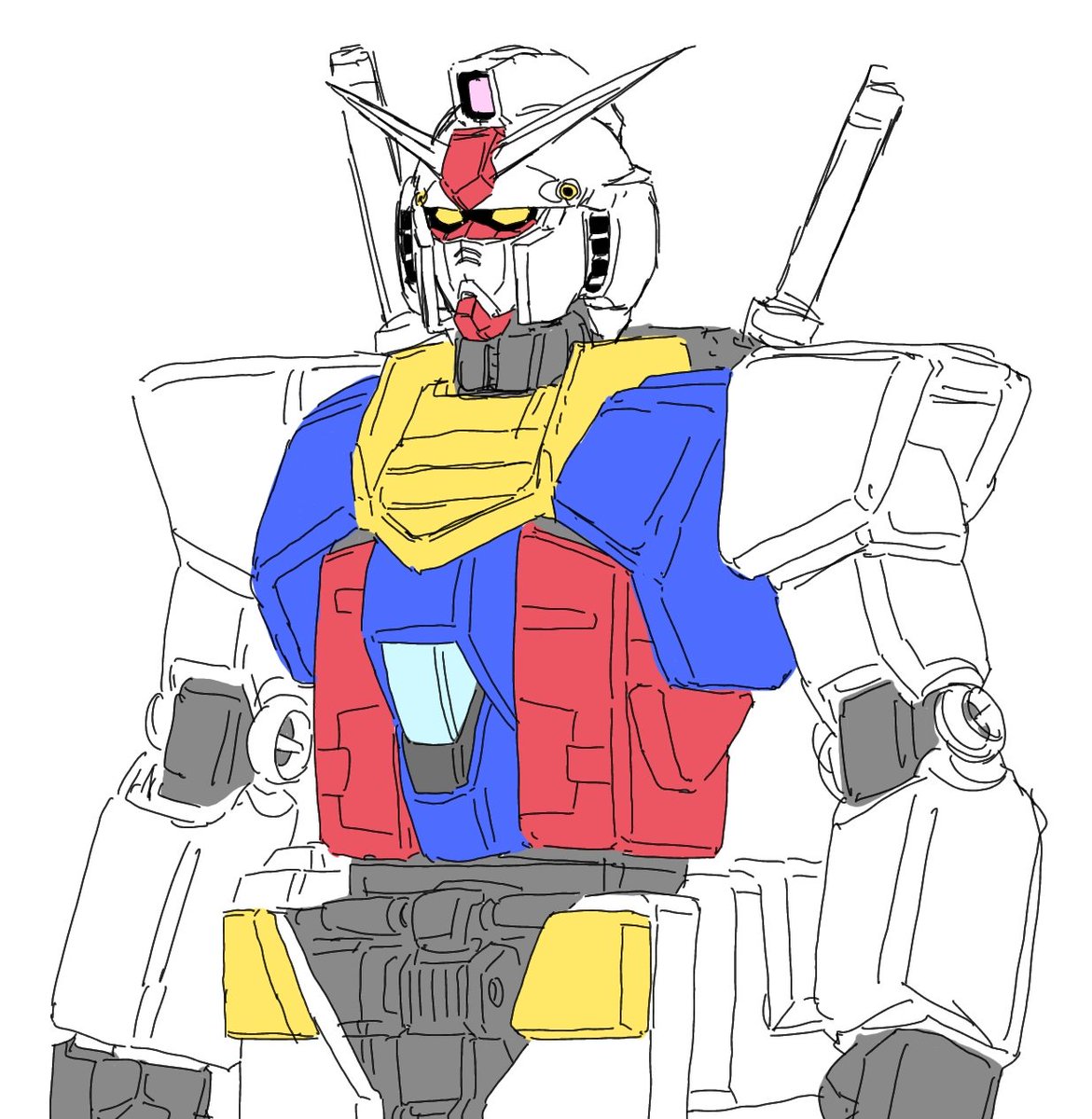 rx-78-2 robot mecha no humans solo v-fin white background yellow eyes  illustration images