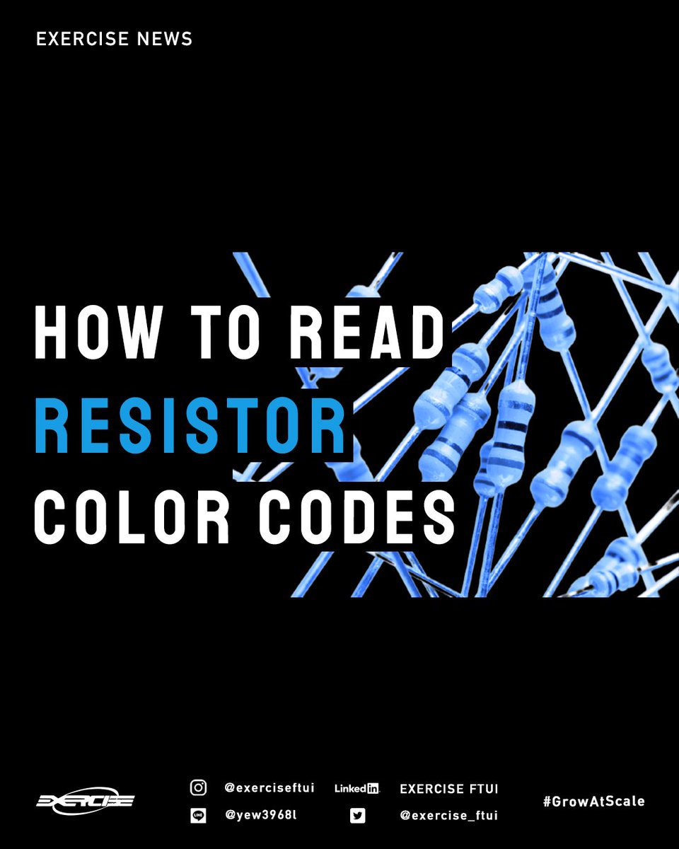 exercise_ftui's tweet photo. [EXERCISE NEWS: HOW TO READ RESISTOR COLOR CODES]

Resistors - the most ubiquitous of electronic components. They are a critical piece in just about every circuit. And they play a major role in our favorite equation, Ohm's Law.
...
EXERCISE FT UI 2020
#GrowAtScale https://t.co/IqoGTLXJkN